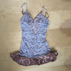 Y2K Baby Phat Chemise Negligee Lingerie Sheer Gold and cream Small